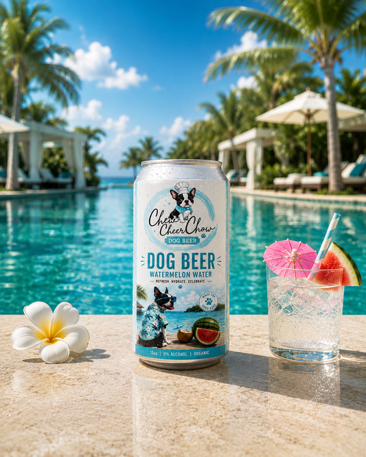 Chew Cheer Chow Dog Beer – Watermelon Water for Dogs | Dog Mocktail Drink, Hydration Beverage & Food Topper (12 oz)